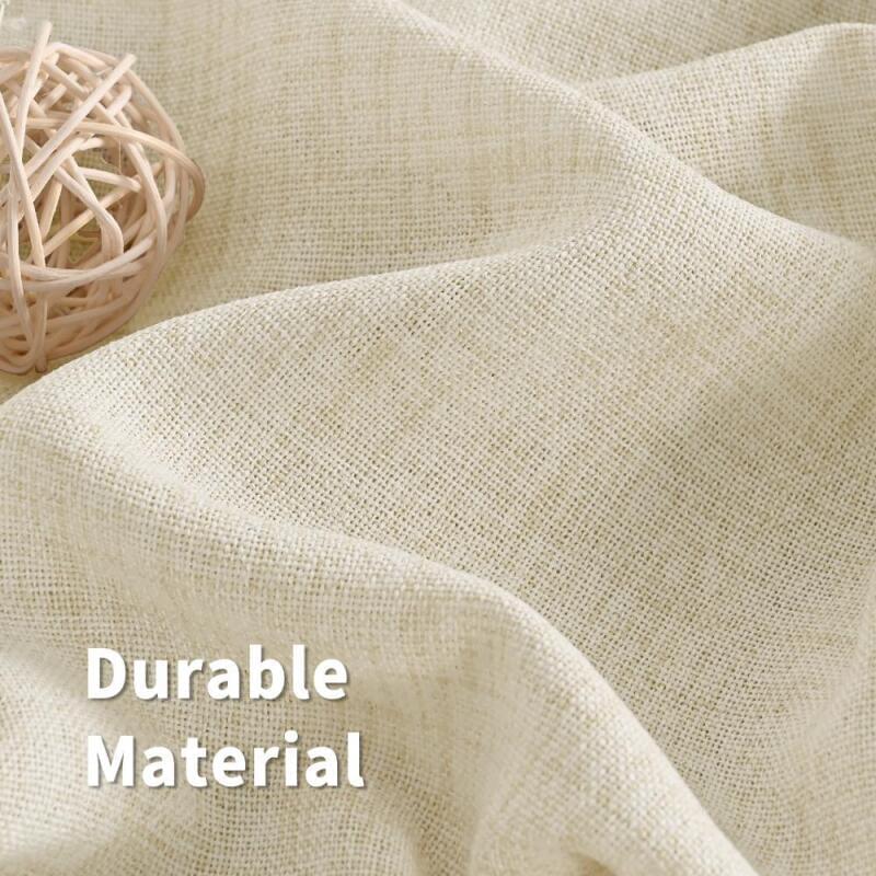 BGment Curtains Custom Loosely Woven Natural Texture Striped Linen Ble